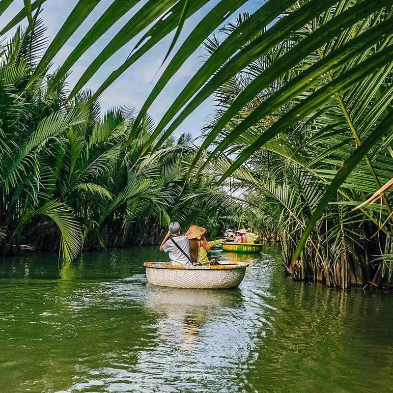 Hoi An coconut basket boat tour at Bay Mau forest